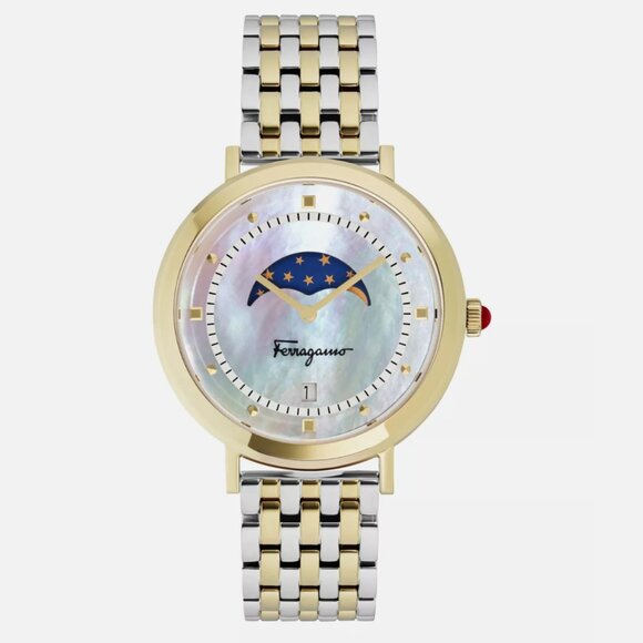 Ferragamo Women\'s Moon Phase Two Tone 36mm Watch
